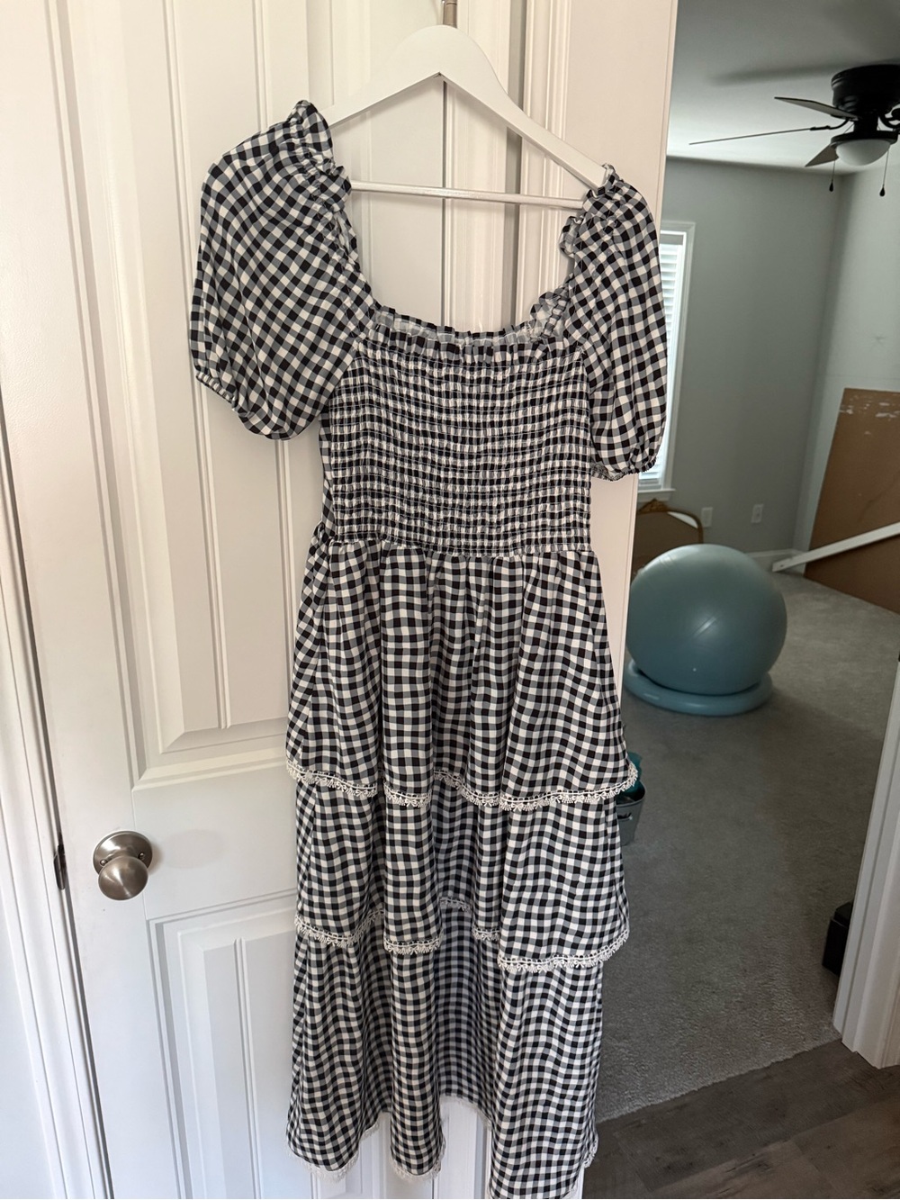 Simply Southern Black & White Gingham Tiered Dress